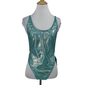 Fashion Nova Standout Metallica Swim Suit Womens M Medium One Piece Open Back